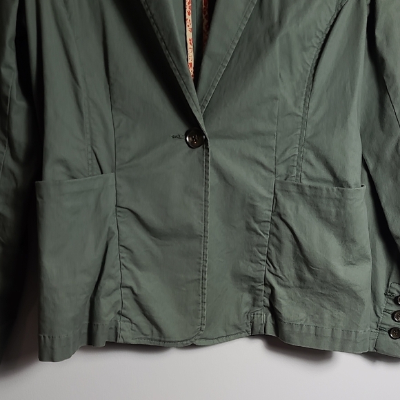 CABI Olive Three Pocket Green Blazer One Button Jacket Size Small - Picture 6 of 16